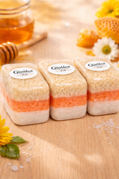 Güzeldost 3-Pack Honey Pumpkin Soap with Natural Fiber Soaps