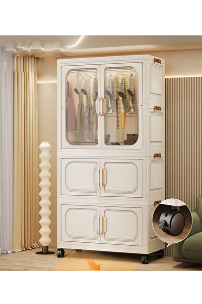 Generic Foldable Plastic Wardrobe Storage Cabinet with Transparent Doors and ...