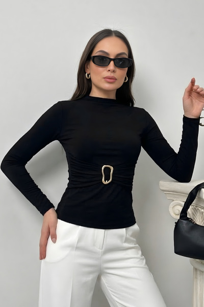 spirituel Γυναικεία μπλούζα με μακριά μανίκια και χρυσή μέση Με λεπτομέρεια α...