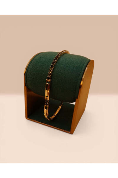 LYNORO Brățară Tennis Neagră Damă/Bărbați Placată cu Aur 18k 2mm