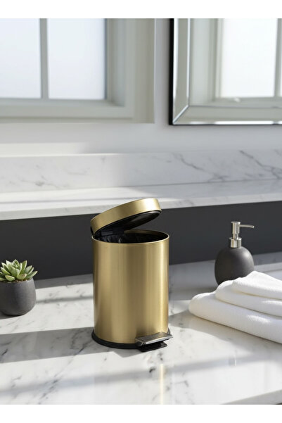 İSAOĞLU YAPI Coș de gunoi auriu mat, auriu periat, coș de gunoi cu pedală pen...