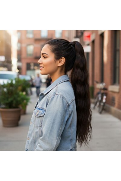 AKOLİFE Brown Water Wave Ponytail Hairpiece 75cm 160g - Rubber Buckled - Real...