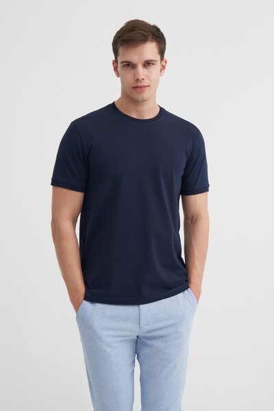 Cazador Мъжка тъмносиня тениска с велосипедна яка 46200