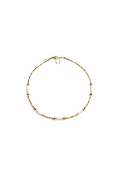 Venus Design Hematite stone pearl necklace