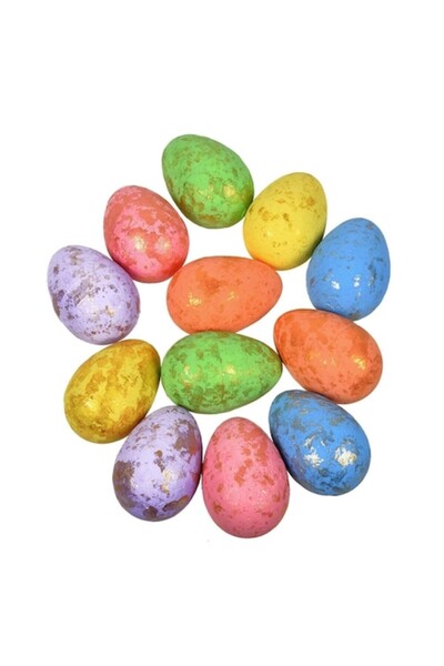 OEM Ouă decorative colorate de Paște cu folie aurie 5cm - 12 buc