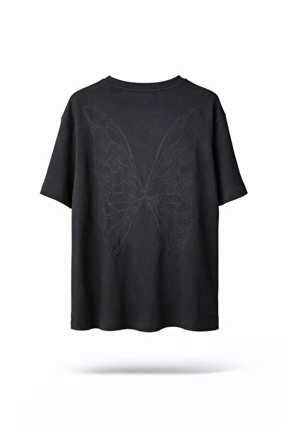 5in1Canpolat تي شيرت بلاك بترفلاي مطرز 18147
