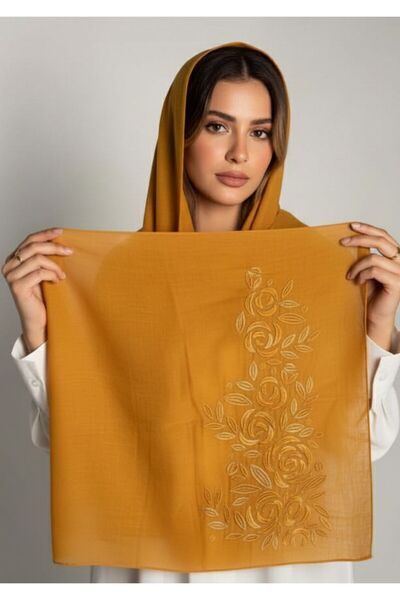 Veil Designer Boual dress with rose embroidery on both sides, Japanese fabric...