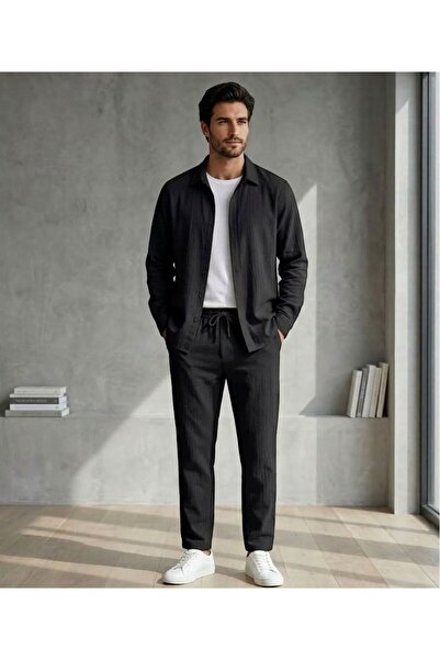 HerTarzınTrendi Чоловіча сорочка з довгими рукавами та нижньою частиною з лай...