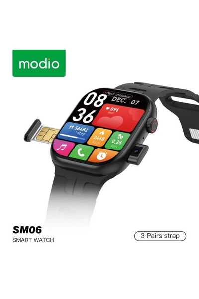Modio The SM06 smartwatch features a SIM card slot, dual camera, three interc...