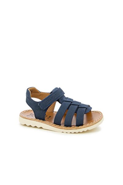 PETIT-ATELlER Boys Navy Blue Nubuck Fisherman Sandal Woven Toe Velcro Ankle C...