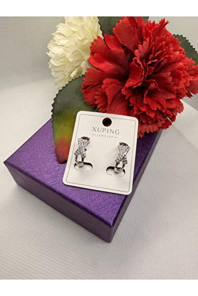 XUPING JEWELRY Jeweler's X Model Steel Earrings with Zircon Stones on the Ring