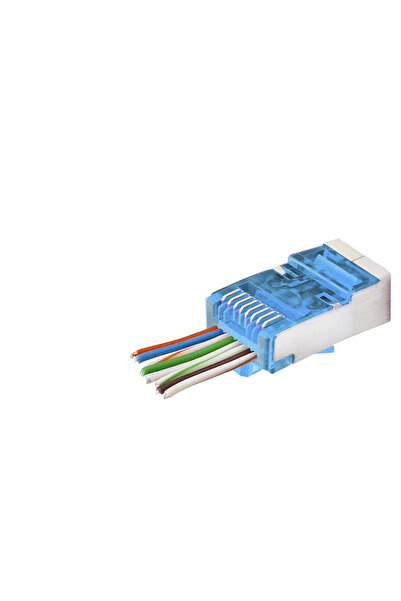 naque Cat6E Ez Rj45 Metal Connector 100 Pieces Plastic Box - Blue Nd2420