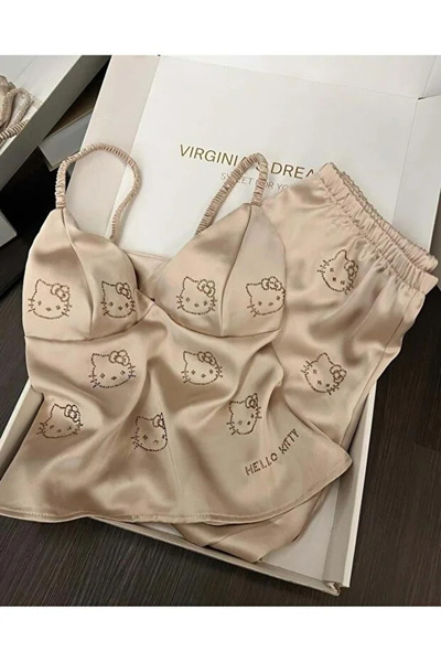 None Wear Hello Kitty Taş Detaylı Şık Homewear Pijama Takımı