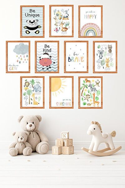 UNT Set de 10 animale drăguțe în culori pastelate, cu aspect de ramă, cu tema...