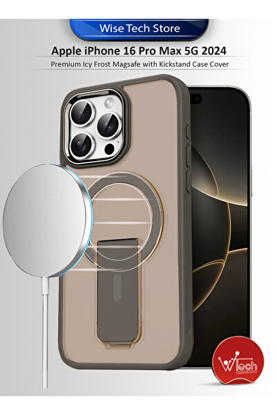 Wtech Apple iPhone 16 Pro Max 5G 2024 Premium Icy Frost Magsafe with Kickstan...