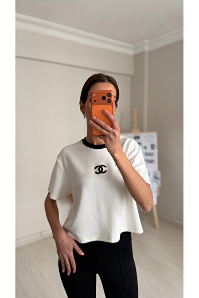 NURCAN KESKİN STORE Chnl Model White Basic T-Shirt