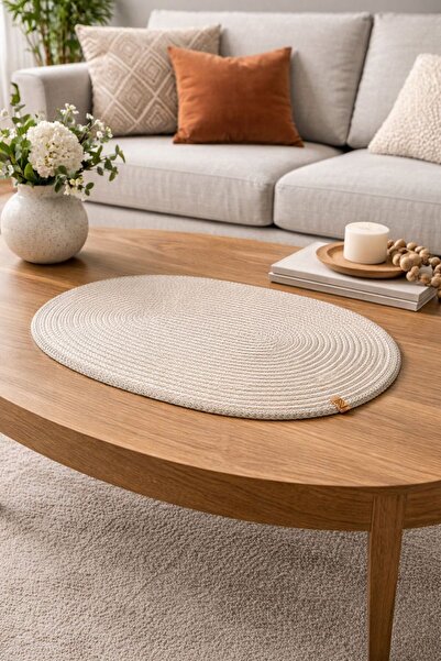 Naspar Handmade Cotton Thread Knitted m Tablecloth R Table Runner a Placemat ...