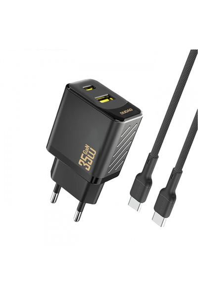 DUDAO Incarcator Retea Cu Cablu USB-C A27 Max, 35W, 1 x USB-A - 1 x USB-C, Negru