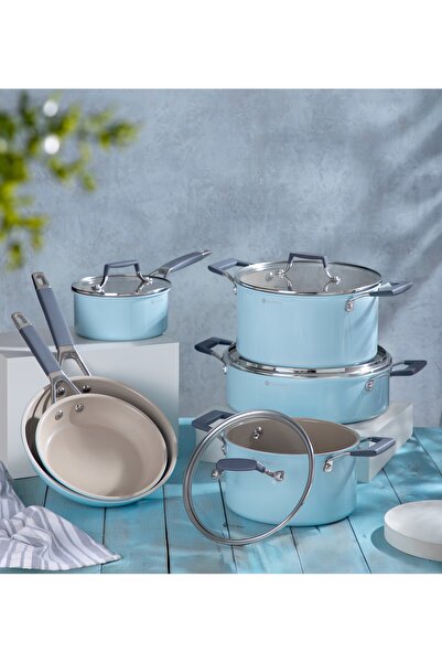 parlahome 10Pcs Cookware set Nubira series Navy Blue, Crystal Ceramic, Induct...