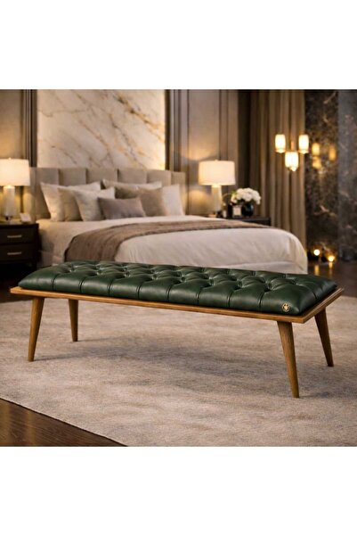 RİGATO ferramente Premium Jamaica Bench Haki Deri Kapitoneli – Modern Yatak U...