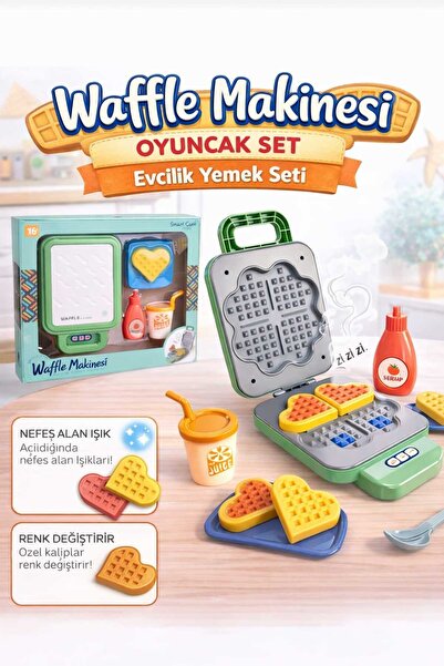 Aksoy Toys Waffle Makinesi Seti Oyuncak Mutfak Seti Evcilik Oyun Seti
