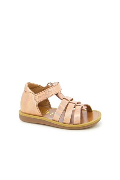 PETIT-ATELlER Girls Metallic Iridescent Leather Fisherman Sandal Velcro Closu...