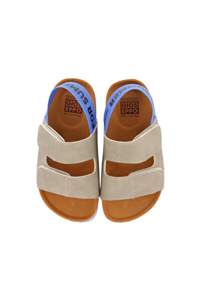 PETIT-ATELlER Girls Nude Leather Sandal Rhinestone Multi-Strap Cross Detail B...