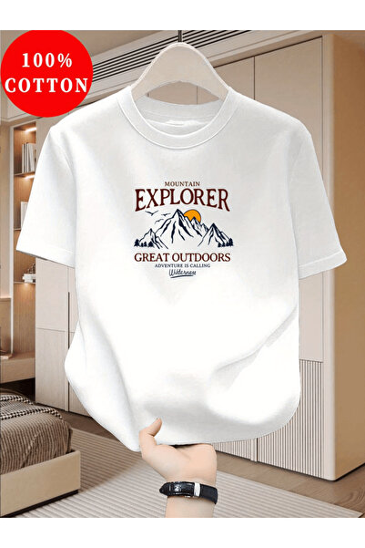 gencerco Mountain Explorer cu imprimeu Premium supradimensionat tricou