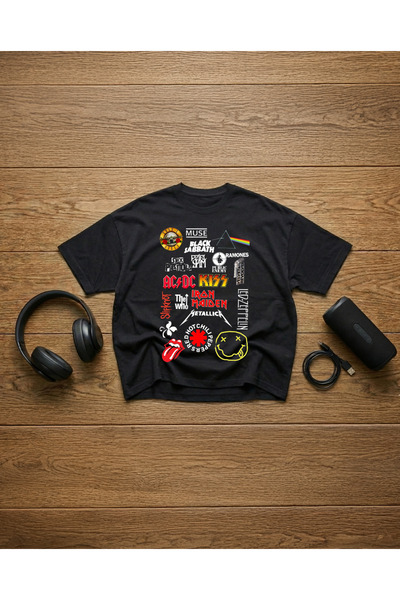 STİL-X تي شيرت Legends Of Rock مطبوع للجنسين 100% مقاس كبير مكون من قطن قطع