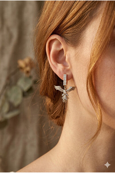 XUPING JEWELRY Kadın Altın Rengi Zirkon Taşlı Anka Kuşu Figürlü Damla Sallant...