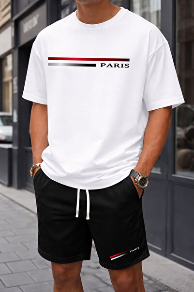 CLASSY.MODA Men's Printed T-Shirt Shorts Set Summer Comfortable Fit Oversized...