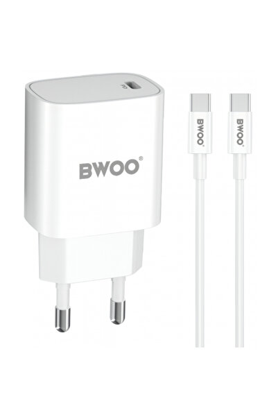 Bwoo Incarcator Retea Cu Cablu USB-C CDA159, 20W, 3A, 1 x USB-C, Alb