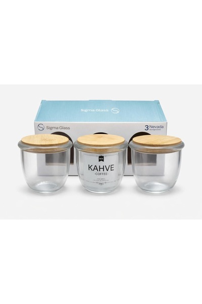 NO BRAND Bambu Kapaklı 3’lü Cam Saklama Kavanozu – Kahve, Baharat, Tuz & Şeke...