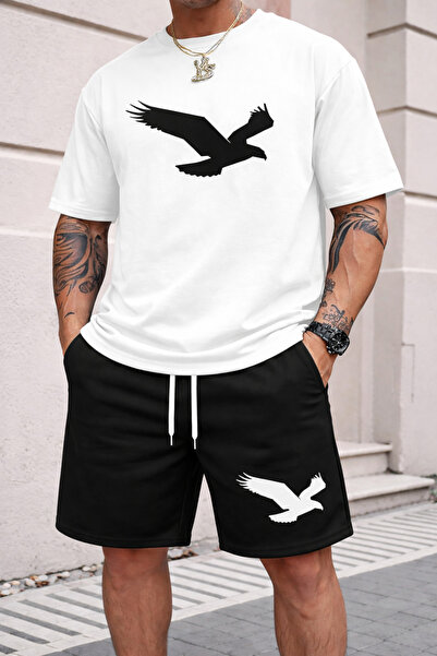 CLASSY.MODA Men's Printed T-Shirt Shorts Set Summer Comfortable Fit Oversized...