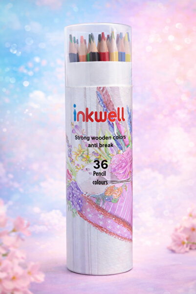 inkwell Professional wooden colored pencil set – 36 rich colors inside a styl...