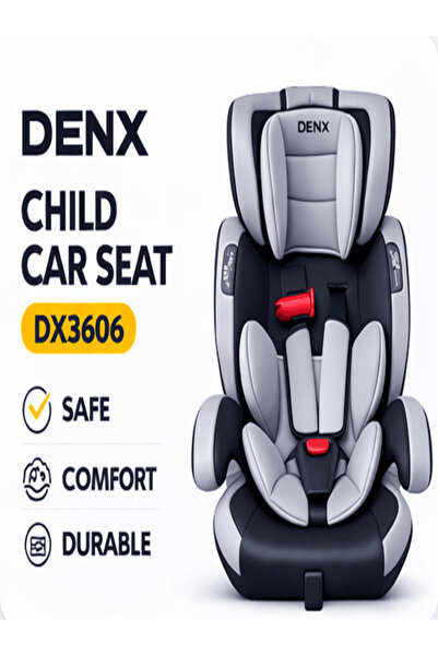 Denx مقعد سيارة للأطفال DX3606، مناسب للأطفال من 9 إلى 36 كجم، مزود بحزام أمان خماسي النقاط ومسند رأس قابل للتعديل