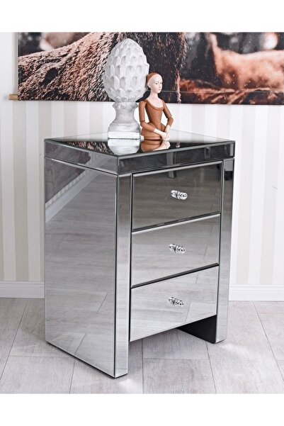 LUXURY VİLLA LUXURY KOMPLE FÜME AYNALI KOMODİN GENİŞLİK 45CM DERİNLİK 45 CM Y...