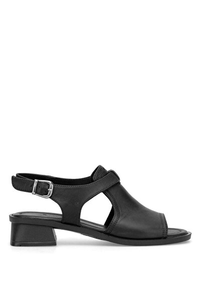 Ayakkabı Fuarı Elit Koc6190 Women's Genuine Leather Heels Sandals Black