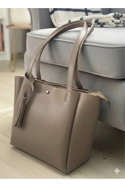 Madame Three-Compartment Women's Handbag Quality Faux Leather Shopper