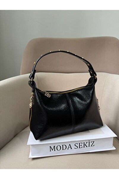 Moda Sekiz Γυναικείο λουστρίνι με διπλό λουράκι και αξεσουάρ με φερμουάρ Τσάν...