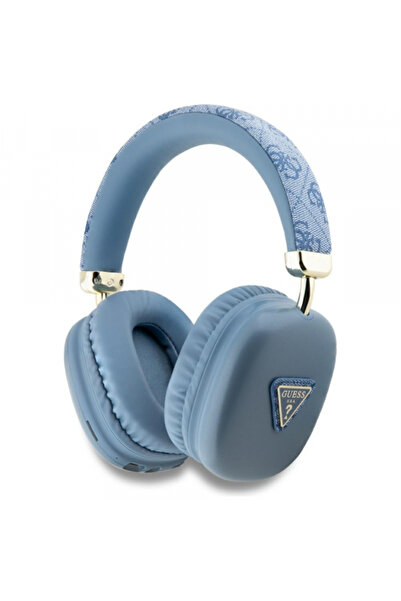 Guess Cască handsfree Bluetooth 4G cu logo Triunghi Auriu, A2DP, Albastru