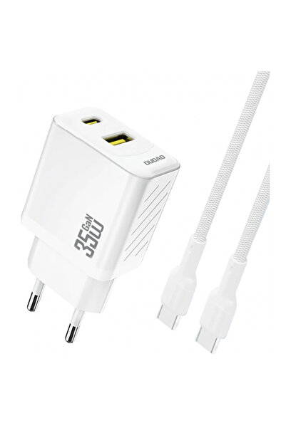 DUDAO Incarcator Retea Cu Cablu USB-C A27Max, 35W, 1 x USB-A - 1 x USB-C, Alb