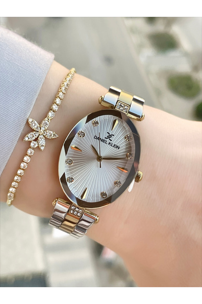 Daniel Klein Kristal Camlı Oval Vintage Kadın Kol Saati Ve Bileklik