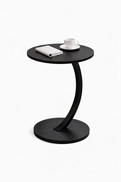 TSUMAB طاولة جانبية دائرية عصرية من الرخام الأسود - سطح من الرخام MDF مع إطار...