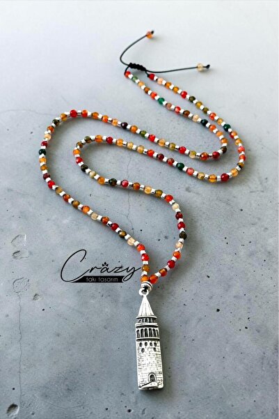 CRAZY TAKI TASARIM 4 mm Agate & Hematite Natural Stone Minimal 70-80 cm Long ...