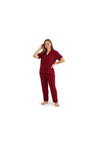 ROSE DAWSON Battal Large Size Buttoned Short Sleeved Women's Pajama Set Pa Co...