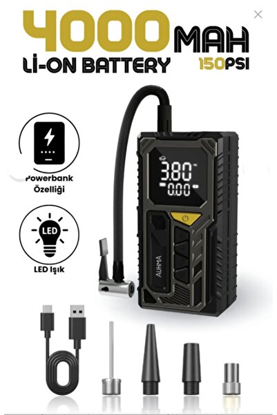 Zoli 4000mAh Hava Kompresörü Powerbank Özellikli Araba Bisiklet Top Lastik Şi...