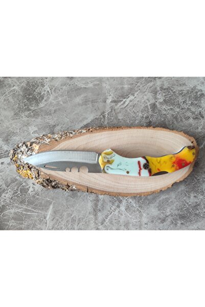 empressnaturalstone Epoksi sarı beyaz kırmızı bushcraft çakı 9 cm & 21 cm top...