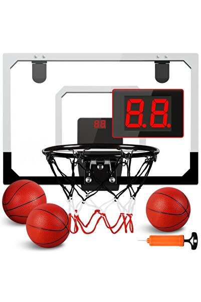 Toybox Indoor Mini Basketball Hoop Set with 3 Balls for Kids and Adults, Pro ...