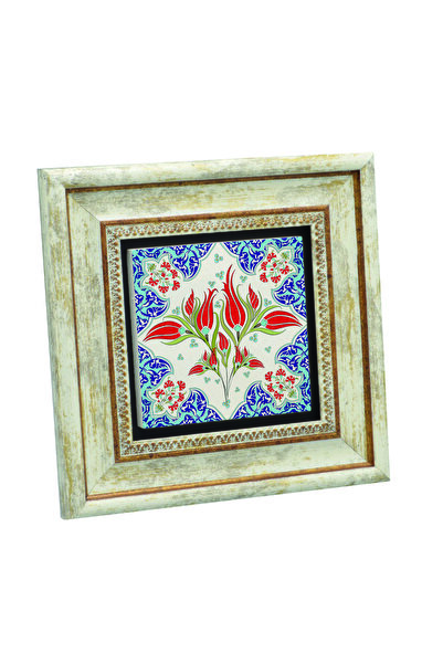 Sadrazam Ottoman Iznik Tile Pattern B Printed Natural Stone Table 20X20Kd-39